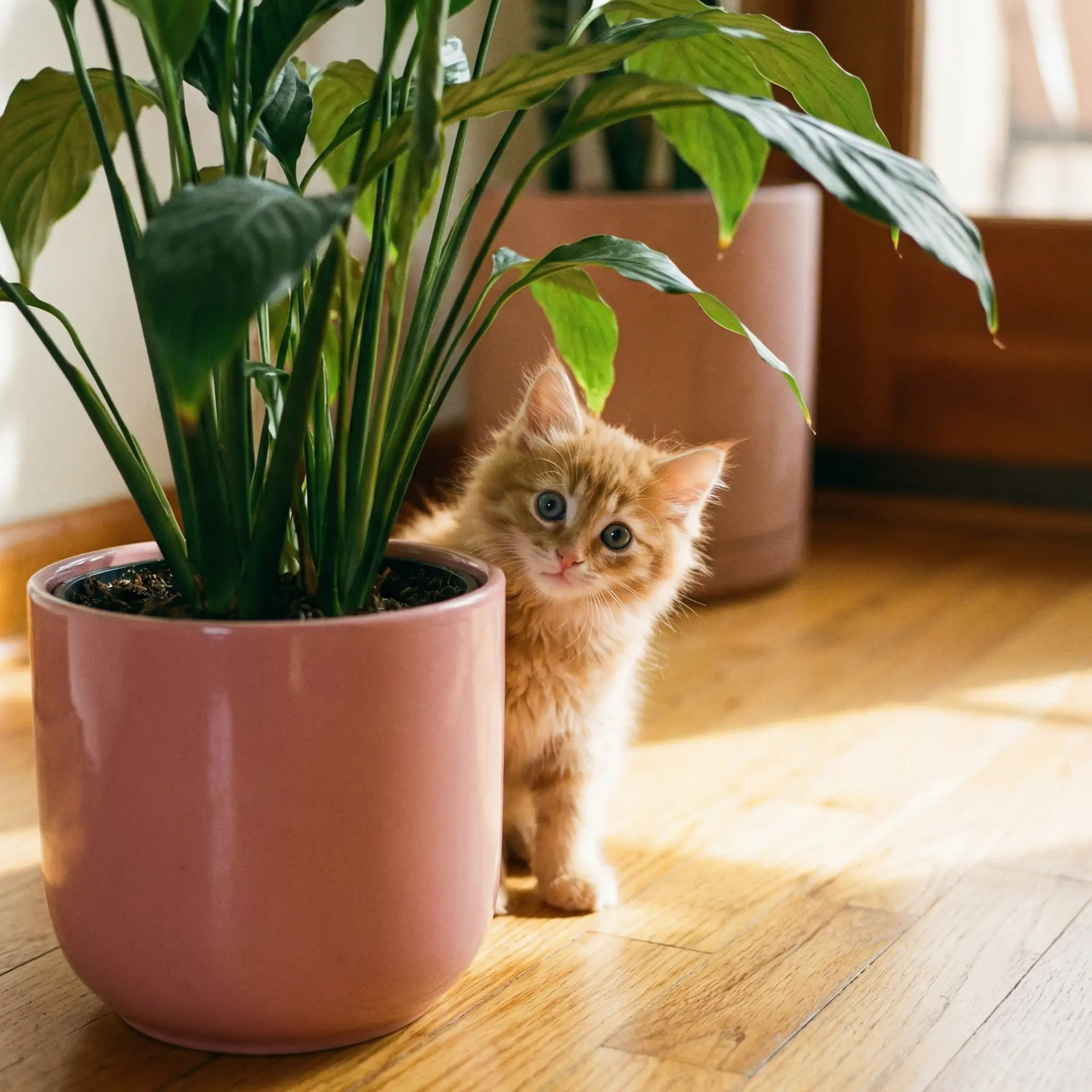 小猫从花盆后探头 - 杨立钛